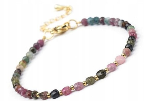 BRANSOLETKA TURMALIN TĘCZOWY OCHRONA SZCZĘŚCIE OBFITOŚĆ