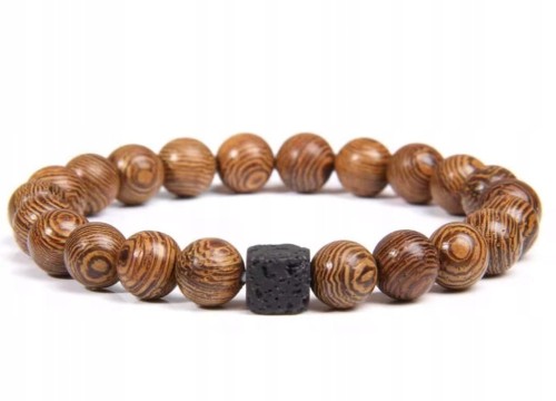 BRANSOLETKA DREWNO TURMALIN OCHRONA SIŁA ENERGIA