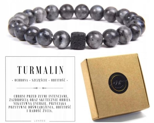 BRANSOLETKA TURMALIN LABRADORYT OCHRONA SIŁA ENERGIA