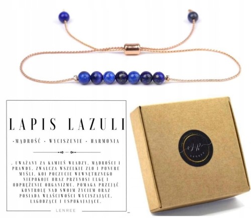 Bransoletka damska Lapis Lazuli regulowana 18 cm kamień mądrość harmonia