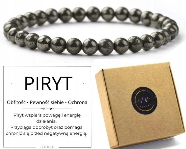 Bransoletka damska PIRYT 4mm naturalny kamień ochrona dobrobyt LENREE