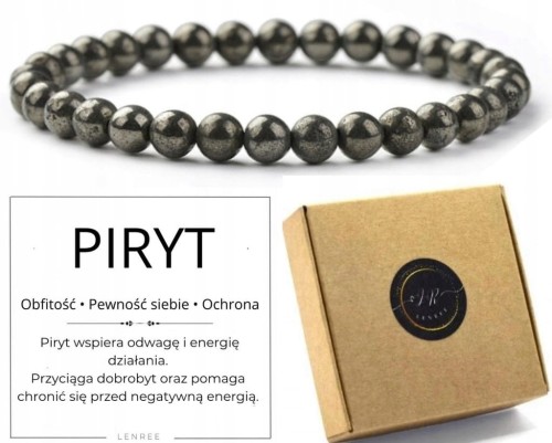 Bransoletka damska PIRYT 6mm naturalny kamień ochrona dobrobyt LENREE