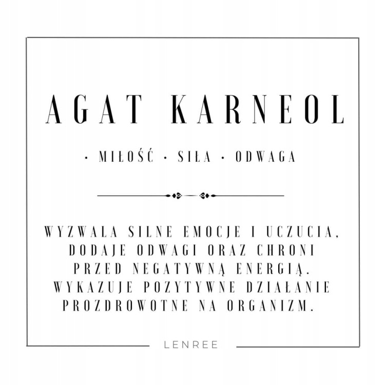 Bransoletka damska AGAT KARNEOL kamienie naturalne + pudełko