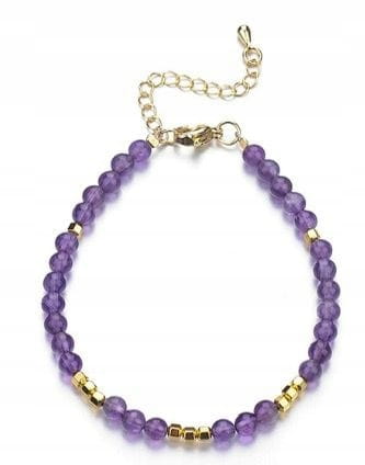 Bransoletka damska ametyst hematyt kamienie stal chirurgiczna regulowana