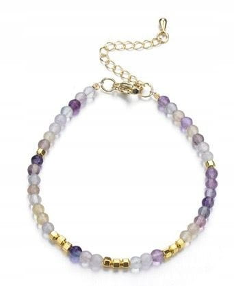 Bransoletka damska fluoryt hematyt kamienie stal chirurgiczna regulowana