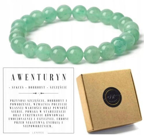 Bransoletka damska AWENTURYN 8mm szczęście naturalne kamienie LENREE