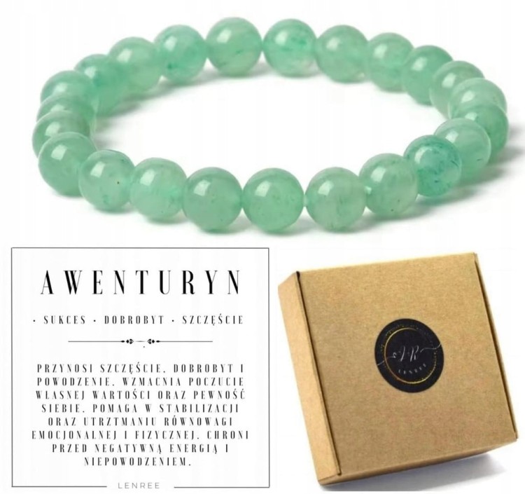 Bransoletka damska AWENTURYN 8mm szczęście naturalne kamienie LENREE