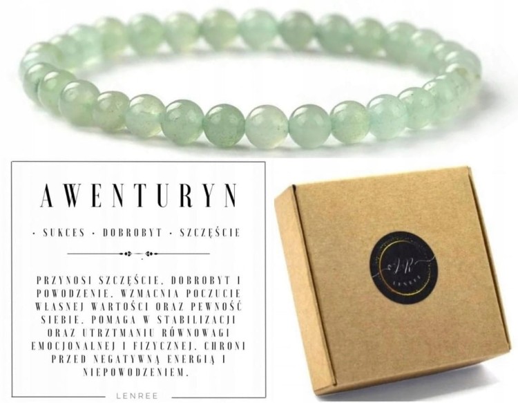 Bransoletka damska AWENTURYN 6mm szczęście naturalne kamienie LENREE