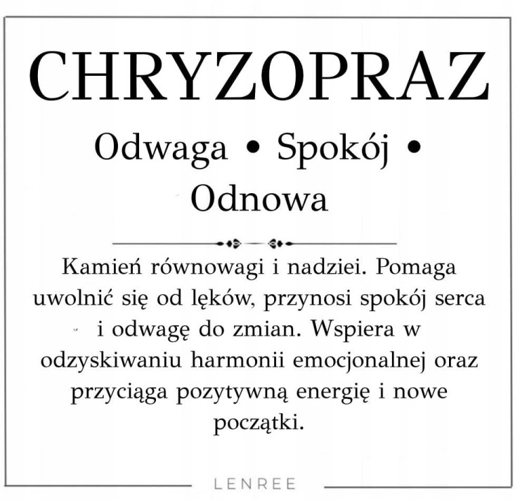 Bransoletka chryzopraz 6mm naturalny kamień odwaga i spokój LENREE