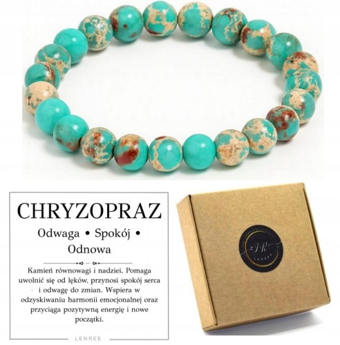 Bransoletka chryzopraz 8mm naturalny kamień spokój i odwaga LENREE