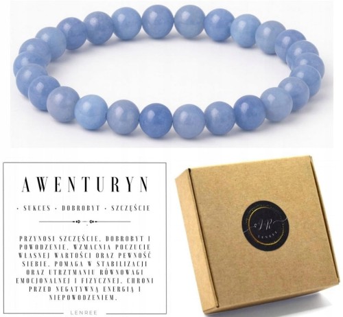 Bransoletka awenturyn niebieski 6mm kamień szczęścia i harmonii LENREE