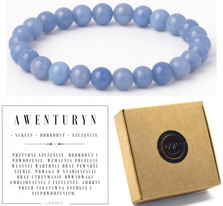Bransoletka awenturyn niebieski 6mm kamień szczęścia i harmonii LENREE
