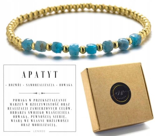 Bransoletka apatyt naturalny hematyt złoto rozwój prezent