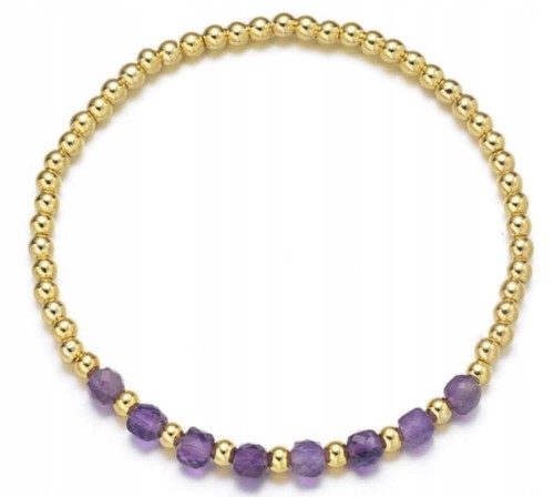 Bransoletka ametyst i złoty hematyt spokój ochrona równowaga