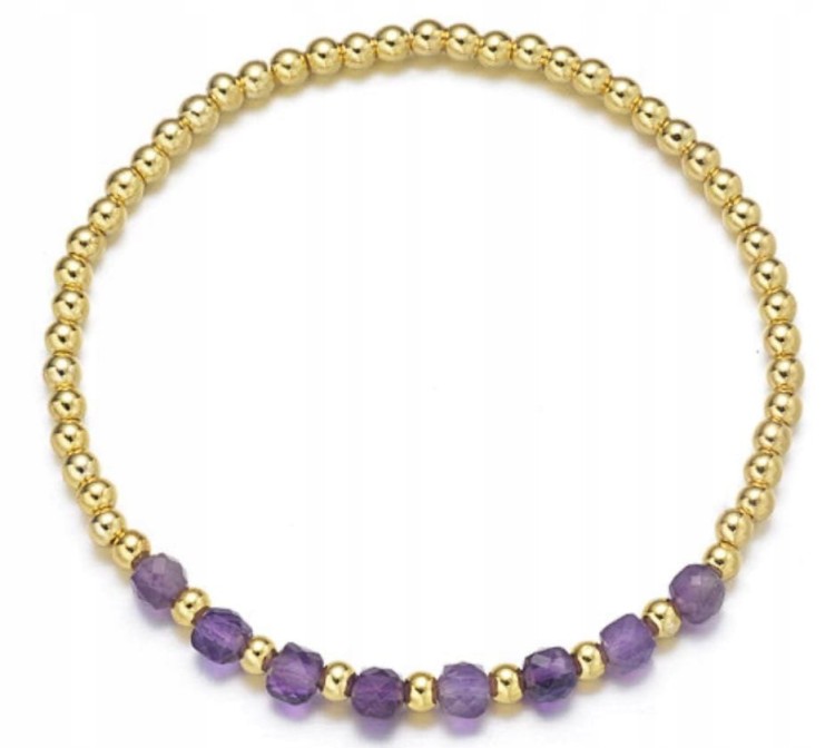 Bransoletka ametyst i złoty hematyt spokój ochrona równowaga