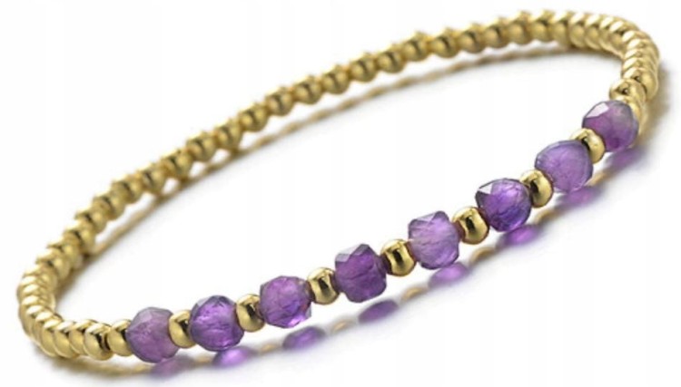 Bransoletka ametyst i złoty hematyt spokój ochrona równowaga
