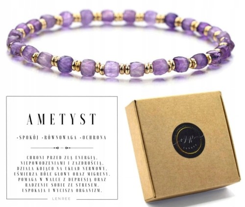 Bransoletka Ametyst naturalny – spokój, ochrona, równowaga, prezent