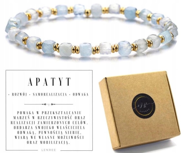 Bransoletka Apatyt naturalny – rozwój, odwaga, motywacja, prezent
