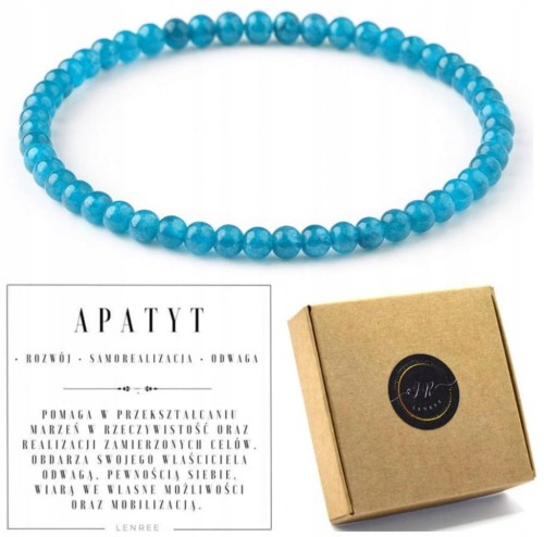 Bransoletka apatyt naturalny 4mm kamień rozwoju i odwagi LENREE