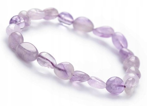 Bransoletka AMETYST nieregularne kamienie elastyczna naturalna LENREE