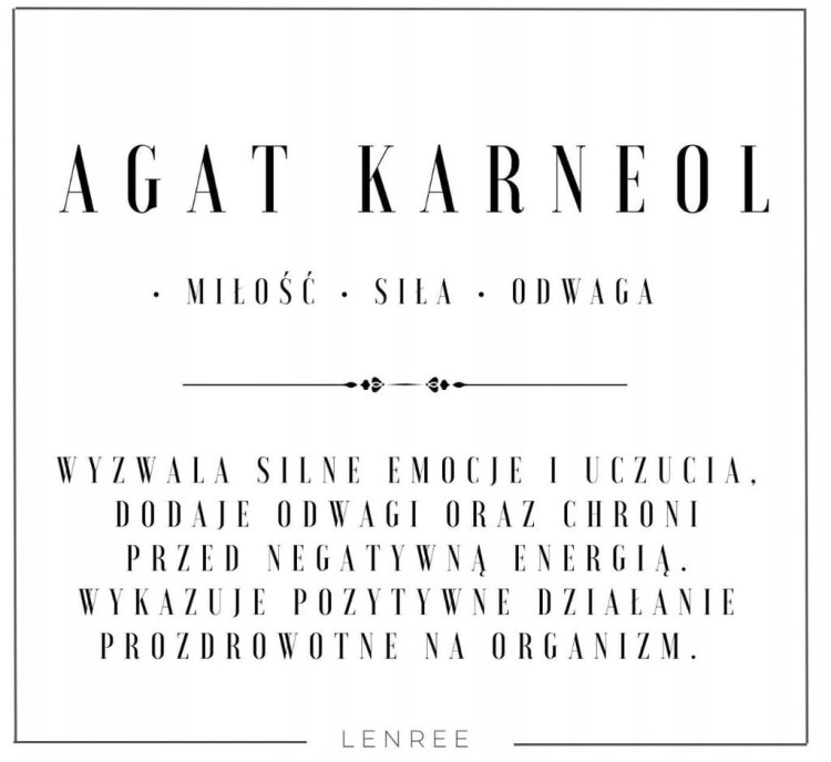 Bransoletka AGAT KARNEOL naturalny kamień miłość i odwaga LENREE