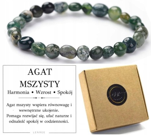 Bransoletka AGAT MSZYSTY naturalne kamienie unisex LENREE