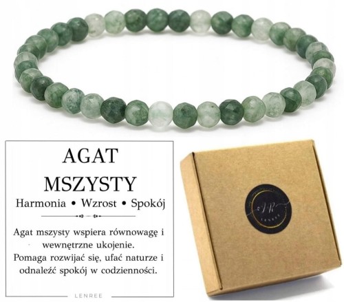 Bransoletka AGAT MSZYSTY fasetowany 4 mm naturalne kamienie LENREE