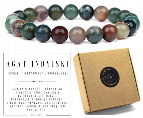 Bransoletka AGAT INDYJSKI 8mm naturalny kamień spokój równowaga energia