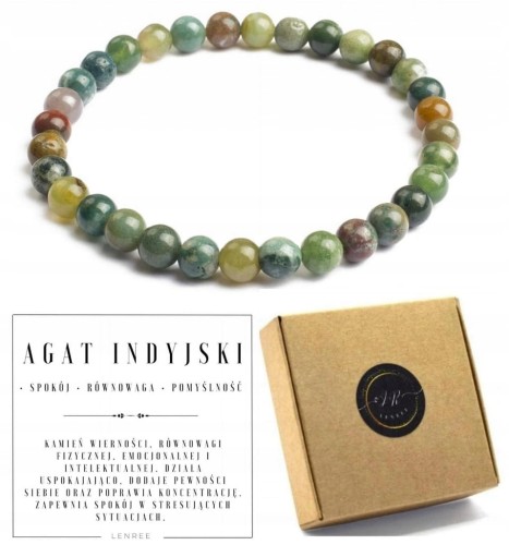 Bransoletka AGAT INDYJSKI 6mm naturalny kamień równowaga energia spokój