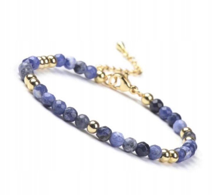 Bransoletka damska zapinana SODALIT kamienie naturalne + pudełko