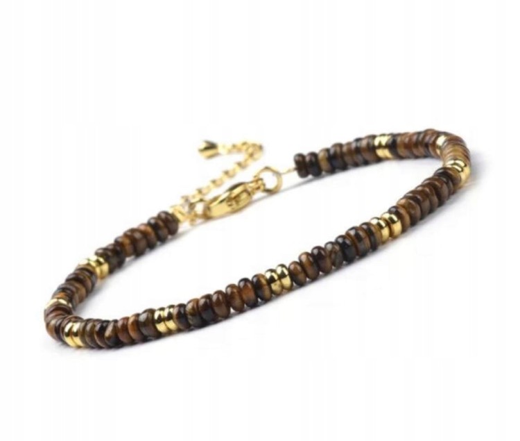 BRANSOLETKA DAMSKA ZAPINANA TYGRYSIE OKO KAMIENIE NATURALNE + PUDEŁKO