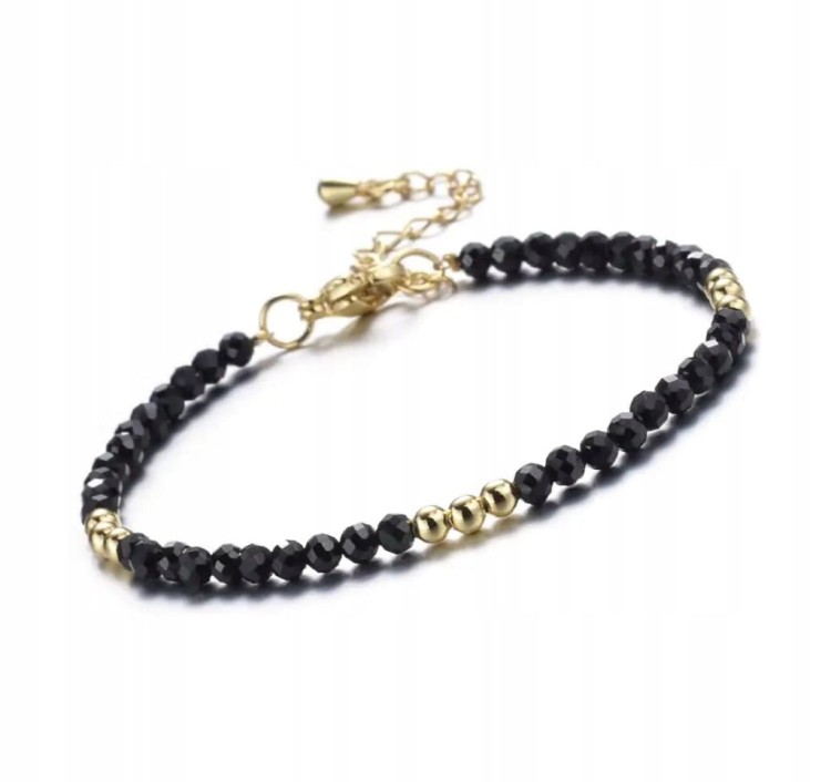 Bransoletka damska zapinana TURMALIN CZARNY kamienie naturalne + pudełko