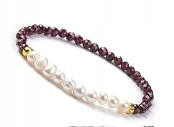 Bransoletka Granat i Perły – odwaga, pewność siebie, prezent