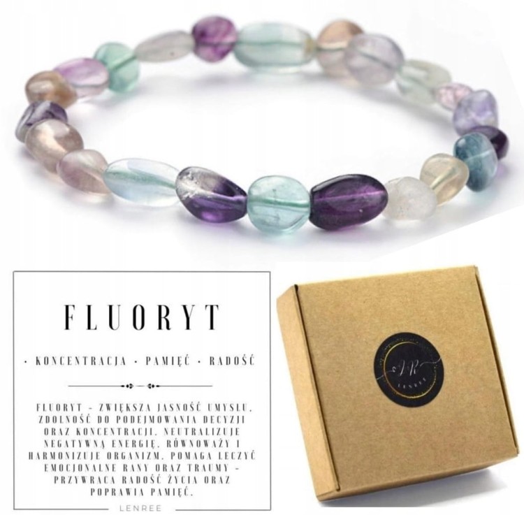 Bransoletka FLUORYT naturalny kamień równowaga i spokój LENREE