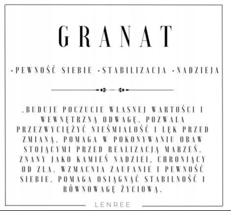 Bransoletka GRANAT naturalny kamień pewność siebie LENREE
