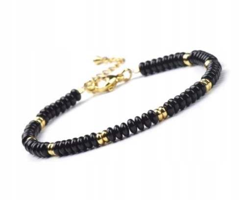 Bransoletka damska zapinana TURMALIN CZARNY kamienie naturalne + pudełko