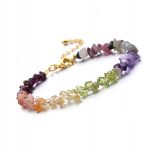 Bransoletka damska zapinana 7 CZAKR kamienie naturalne joga + pudełko