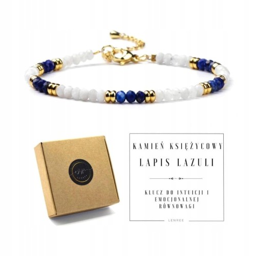 Bransoletka damska zapinana Kamień Księżycowy Lapis Lazuli kamienie
