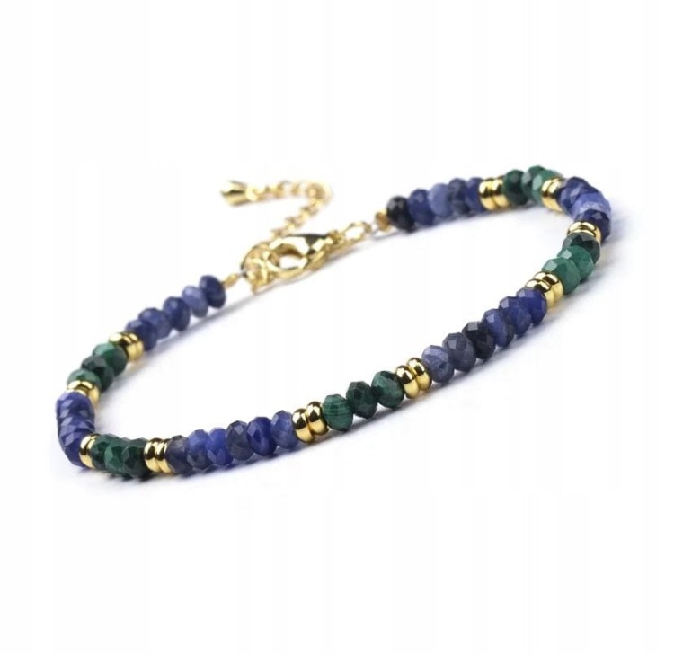 BRANSOLETKA DAMSKA ZAPINANA LAPIS LAZULI - MALACHIT - KAMIENIE NATURALNE