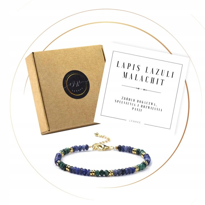 BRANSOLETKA DAMSKA ZAPINANA LAPIS LAZULI - MALACHIT - KAMIENIE NATURALNE