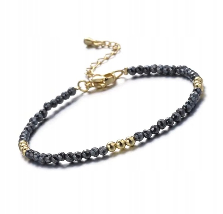 Bransoletka damska zapinana HEMATYT kamienie naturalne + pudełko