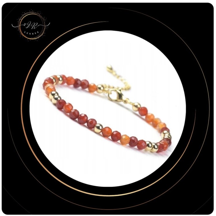 BRANSOLETKA DAMSKA ZAPINANA AGAT KARNEOL KAMIENIE NATURALNE + PUDEŁKO