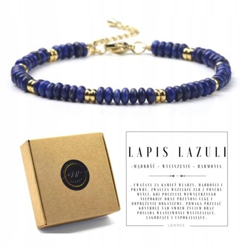 BRANSOLETKA DAMSKA ZAPINANA LAPIS LAZULI KAMIENIE NATURALNE + PUDEŁKO