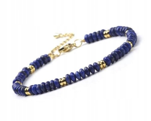 BRANSOLETKA DAMSKA ZAPINANA LAPIS LAZULI KAMIENIE NATURALNE + PUDEŁKO