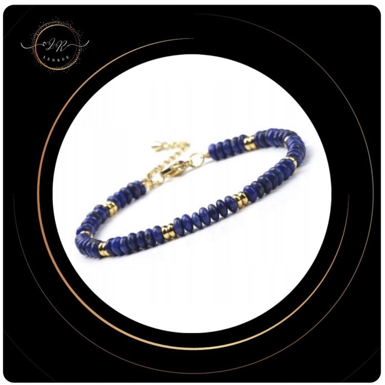 BRANSOLETKA DAMSKA ZAPINANA LAPIS LAZULI KAMIENIE NATURALNE + PUDEŁKO