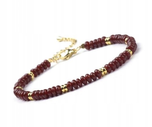 BRANSOLETKA DAMSKA ZAPINANA GRANAT KAMIENIE NATURALNE + PUDEŁKO