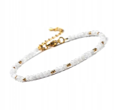 Bransoletka damska zapinana KAMIEŃ KSIĘŻYCOWY kamienie naturalne + pudełko