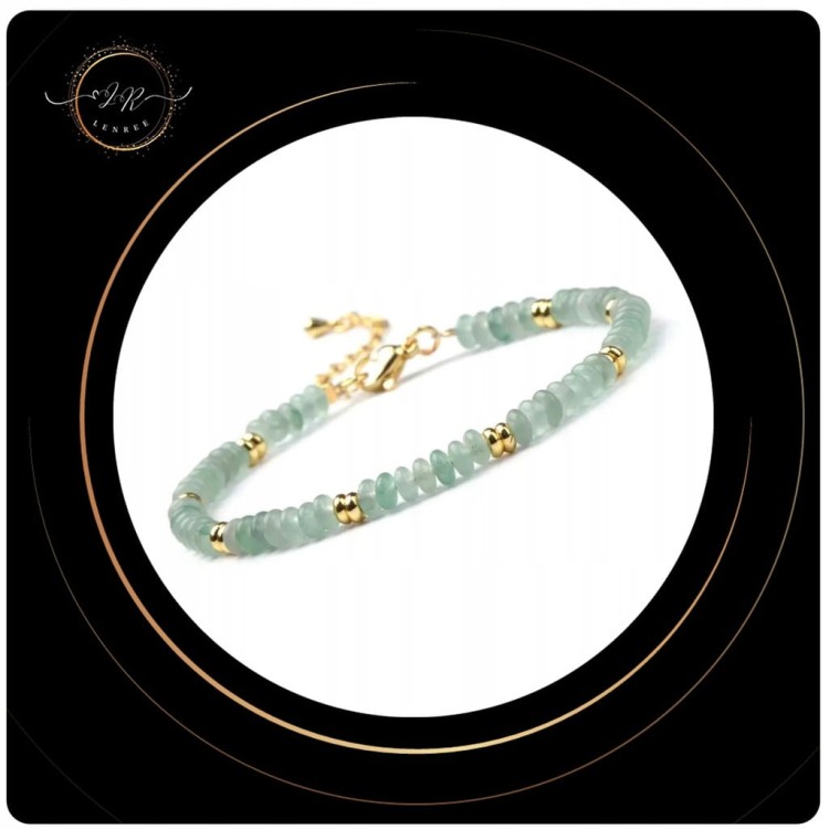 BRANSOLETKA DAMSKA ZAPINANA AWENTURYN KAMIENIE NATURALNE + PUDEŁKO