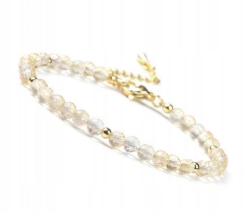 Bransoletka damska zapinana CYTRYN kamienie naturalne + pudełko