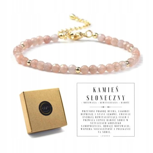 BRANSOLETKA DAMSKA ZAPINANA KAMIEŃ SŁONECZNY KAMIENIE NATURALNE + PUDEŁKO